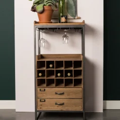 Industrieel Wijnkastje Joba Dennenhout, 112 x 56cm