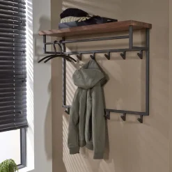 Kapstok Amadou Saja notenhout, met 12 haken en plank