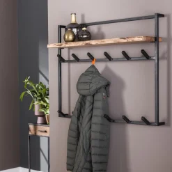 Kapstok Cruz Acaciahout en metaal, met 12 haken en plank