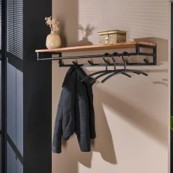 Kapstok Kelsie 100cm met 6 haken, acaciahout