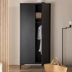 Kledingkast Danyella 183 x 85cm, kleur Zwart