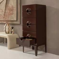 Ladekast Merge Met 6 lades, kleur Bruin/Rood