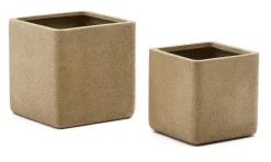 Lage Plantenpot Minoa Polystone, Set van 2 stuks
