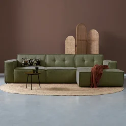 Loungebank Flow 305cm, Chenille, kleur Groen