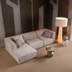 Loungebank Manu 286cm, Chenille, kleur Naturel