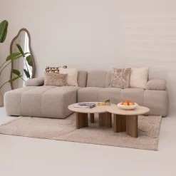Loungebank Mojo Bouclé, kleur Beige Melange