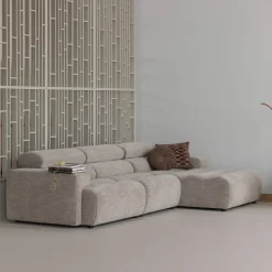 Loungebank Novi Geweven melange stof, kleur Naturel