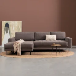 Loungebank Oreo 275cm, Linnen look, kleur Bruin