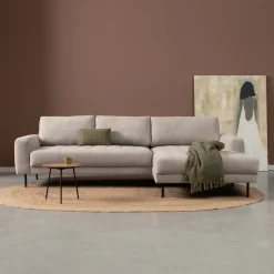 Loungebank Oreo 275cm, Linnen look, kleur Beige