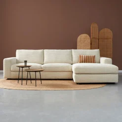 Loungebank Uno 304cm, Rib, kleur Crème