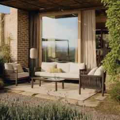 Loungeset Aleria Met 3-zits bank, 2 fauteuils en lage tafel