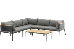 Loungeset Courtnee Met hoekbank en tafel, kleur Grijs/Zwart