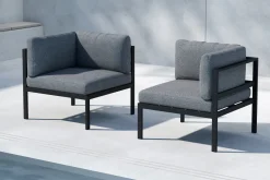 Loungeset Lasheka Hoekmodule, kleur Grijs/Zwart