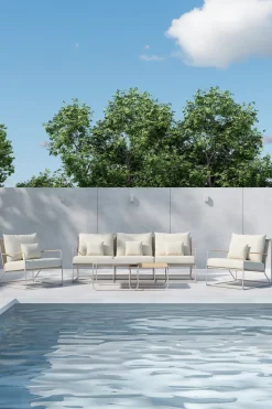 Loungeset Markesha Met bank, 2 loungestoelen en 2 tafels