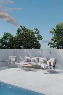 Loungeset Markesha Met bank, 2 stoelen en 2 tafels, kleur Beige