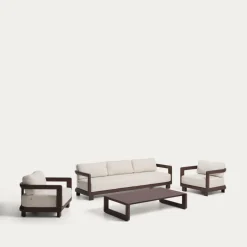 Loungeset Nerano Met 3-zitsbank, 2 fauteuils en salontafel