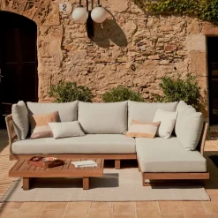 Loungeset Raco Acaciahout, Met hoekbank en salontafel