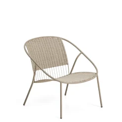 Loungestoel Atrani Staal en touw, kleur Ecru