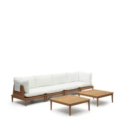 Modulaire Loungeset Portitxol Teakhout, Met 2 hoekfauteuils, 2 fauteuils en 2 salontafels