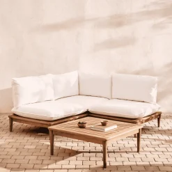 Modulaire Loungeset Portitxol Teakhout, Met 1 hoekfauteuil, 2 fauteuils en salontafel