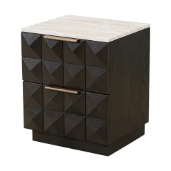 Nachtkastje Claremont Eiken en travertin, 62 x 53cm