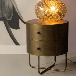 Nachtkastje Glossy Met 2 lades, kleur Antique Brass