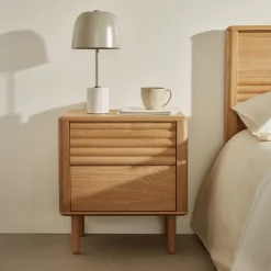 Nachtkastje Lenon Eikenhout, Met 2 laden