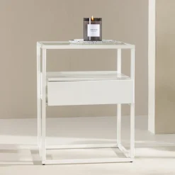 Nachtkastje Nisreen Metaal en glas