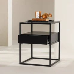 Nachtkastje Nisreen Metaal en glas