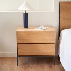 Nachtkastje Vedrana Eiken, Met 2 lades