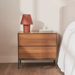 Nachtkastje Vedrana Walnoot, Met 2 lades