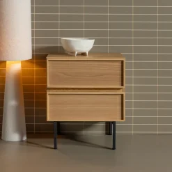 Nachtkastje/Ladekast Tours Met 2 laden, kleur Naturel