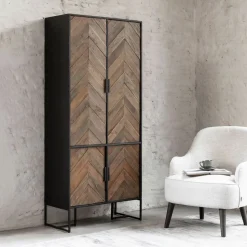 Opbergkast Criss Cross Hout en staal, 185 x 80cm