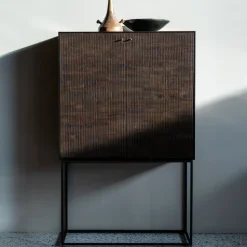 Opbergkast Grooves Gevernist Teakhout, 162 x 102cm