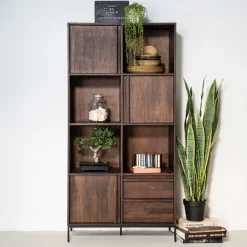 Opbergkast Jimmy Mangohout en Metaal, 180 x 90cm, kleur Bruin