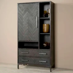 Opbergkast Ziano Visgraat, 190 x 100cm, kleur zwart