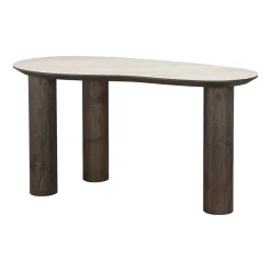 Organisch Bureau Ritz Travertin en eiken, 150 x 75cm