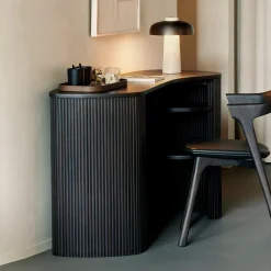 Organisch Bureau Roller Max Gevernist Mahoniehout, 137 x 52cm, kleur Donkerbruin