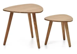 Organische Bijzettafel Duvani Acaciahout, Set van 2 stuks