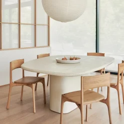 Organische Eettafel Elements Microcement, 200 x 143cm, kleur Off White