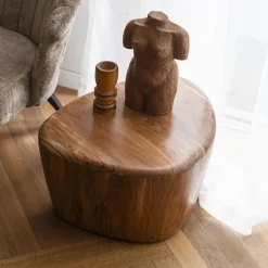 Organische Salontafel Ayla Acaciahout, 58 x 45cm