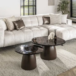 Organische Salontafel Cassidi Glas, Set van 2 stuks