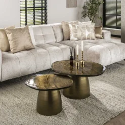 Organische Salontafel Cassidi Glas, Set van 2 stuks