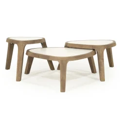 Organische Salontafel Fred Set van 3 stuks, Marmer en mangohout