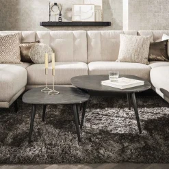 Organische Salontafel Kora Set van 2 stuks, Keramiek look