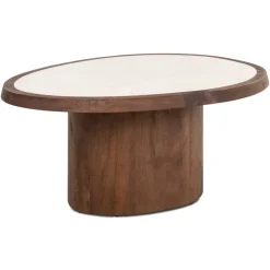 Organische Salontafel Melrose Marmer en mangohout, 90 x 70cm