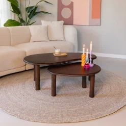 Organische Salontafel Noralie Mangohout, Set van 2 stuks
