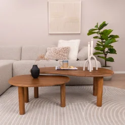 Organische Salontafel Noralie Mangohout, Set van 2 stuks