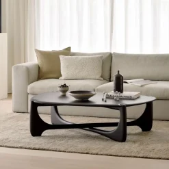 Organische Salontafel PI Gevernist Mahoniehout, 134 x 97cm, kleur Donkerbruin