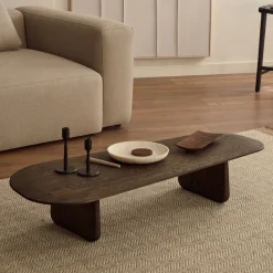 Organische Salontafel Pirita Eikenhout, 146 x 64cm